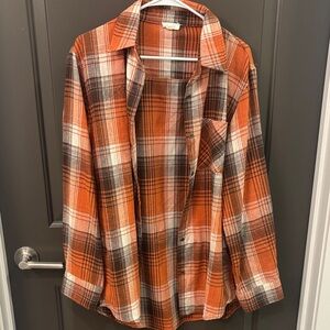 LA MIEL Orange and Brown Plaid Shirt